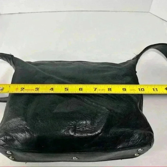 PERLINA NY GENUINE LEATHER Black Crossbody Organizer Shoulder Bag Contemprorary - Picture 7 of 13